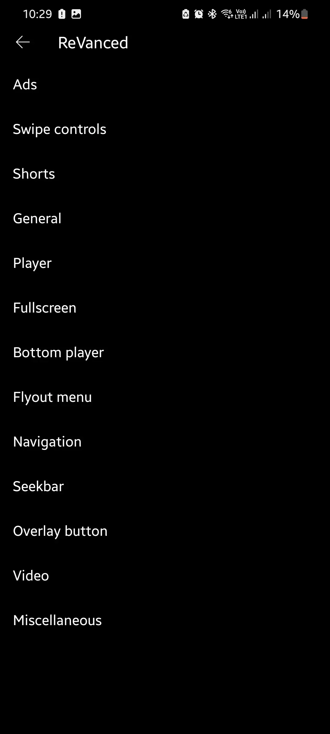 YouTube ReVanced Settings